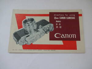 Canon II D、IV S2 使用説明書 英語 3152【送料無料】