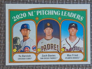 2021 Topps Heritage #93 YU DARVISH/ZACH DAVIES/MAX FRIED 2020 NL Pitching Leaders Chicago Cubs San Diego Padres Atlanta Braves