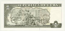 【未使用】キューバ 1ペソ 紙幣 2011年版 ピン札　A02_画像2