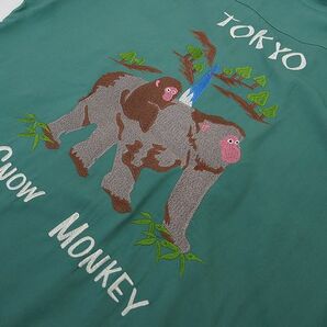【送料無料 35%OFF】HOUSTON ヒューストン 刺繍スーベニアシャツ 「SNOW MONKEY」柄 NO.41000 GREEN_XLサイズの画像6