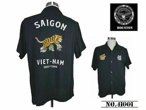 【送料無料 35%OFF】HOUSTON ヒューストン 刺繍スーベニアシャツ 「VIETNAM」柄 NO.41001 BLACK_Mサイズ