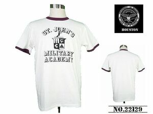 【送料無料 34%OFF】HOUSTON ヒューストン プリント リンガーTシャツ 「ST.JOHN'S」 NO.22129 WHITE×BURGUNDY_XLサイズ