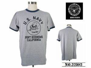 【送料無料 34%OFF】HOUSTON ヒューストン プリント リンガーTシャツ 「U.S.NAVY」 NO.22102 H.GRAY×NAVY_XLサイズ