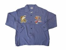 【送料無料 32%OFF 】HOUSTON ヒューストン 刺繍スーベニアシャツ・スカシャツ 「MAP」柄 NO.41069 BLUE_XLサイズ_画像5