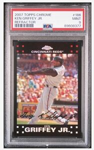 2007 TOPPS CHROME 186 KEN GRIFFEY JR. REFRACTOR psa9