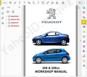 Peugeot 206 206cc 2000-2008 Work shop manual wiring diagram service book Peugeot