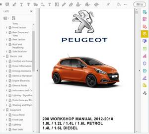 PEUGEOT 208 2012-2018 Work shop manual service repair manual service book Peugeot 208 Peugeot 208