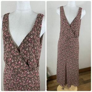 LAURA ASHLEY ローラアシュレイ＊花柄 カシュクールワンピース ノースリーブ 11号 