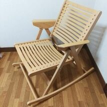 【美品】折り畳み ロッキングチェア 木製 デッキチェア インテリア 椅子 家具_画像2