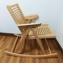 【美品】折り畳み ロッキングチェア 木製 デッキチェア インテリア 椅子 家具_画像4