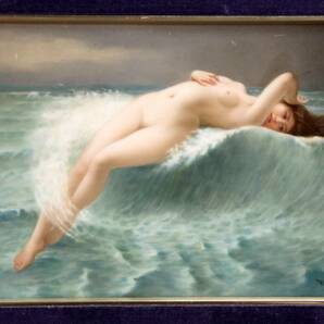 ◆楾◆ 19世紀ドイツ 在銘 手描陶板画 17.5cm 裸婦 額装 資産家収蔵品 T[G302]VV/24.4廻/SH/(140)の画像3