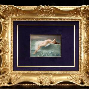 ◆楾◆ 19世紀ドイツ 在銘 手描陶板画 17.5cm 裸婦 額装 資産家収蔵品 T[G302]VV/24.4廻/SH/(140)の画像2