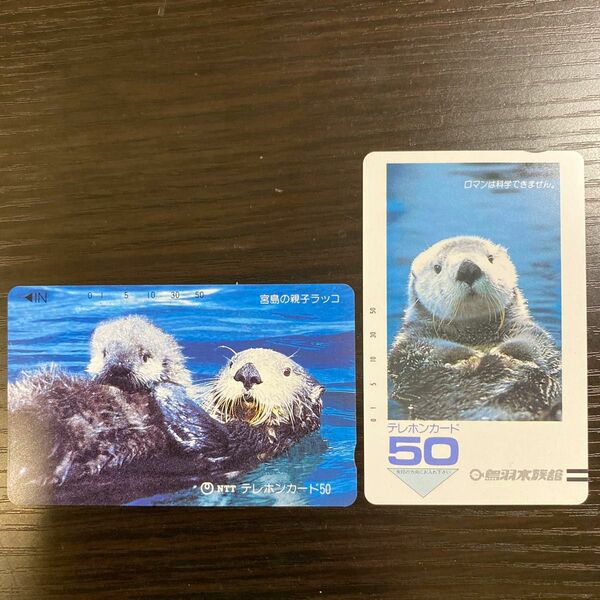 テレホンカード ラッコ 動物 50度数 2枚組 未使用 鳥羽水族館 宮島水族館 絶滅危惧種 激レア 入手困難 昭和レトロ 