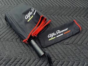★ Alfa Romeo アルファロメオ 自動開閉折り畳み傘 テキストロゴ(トリコローレ)入り 直径105cm BLK/RED ★