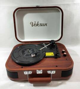 [1 jpy exhibition ]VOKSUN record player AUX RCA terminal 33/45/78 rotation correspondence speaker built-in Bluetooth suitcase type retro Brown S300