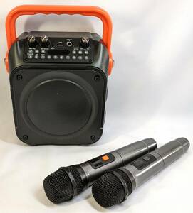  karaoke machine K9-M orange wireless microphone 2 ps with strap .6.. LED mode 