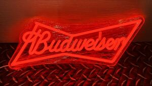 バドワイザー LEDネオンサイン USB電源 調光調整付 ガレージ Budweiser アメリカン雑貨 ダイナー 看板 バー ビール お洒落パブ ネオン管