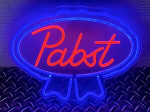 Pabst Blue Ribbon LEDネオンサイン 2色 USB電源 調光調整付 パブスト ブルーリボン アメリカン雑貨 ガレージ 看板 バー ビール ネオン管