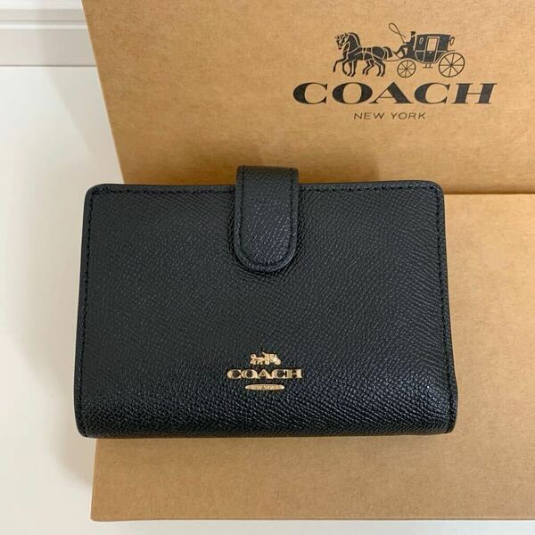 『美品』COACH コーチ　二つ折り財布　ブラック★