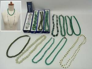  Hokkaido production jade other * green stone menou green group necklace together * natural stone kliso race .... sphere beads day height Hokkaido metal fittings SILVER 6