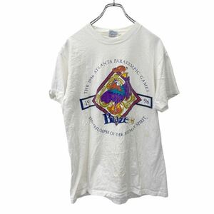 t2405-3067 Hanes 半袖 プリント Tシャツ M ヘインズ ホワイト コットン USA製 古着卸 アメリカ仕入