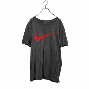 a605-5347 NIKE 半袖 ロゴTシャツ L グレー ナイキ クルーネック スウォッシュ 古着卸 アメリカ仕入