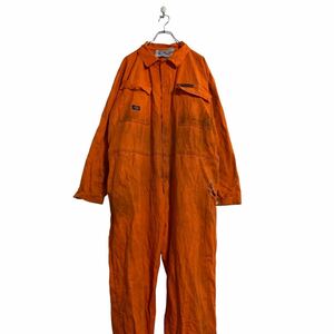 a605-6182 Dickies 長袖つなぎ W46 124/48R オレンジ ディッキーズ ワークウェア 作業服 スナップボタン 古着卸 アメリカ仕入