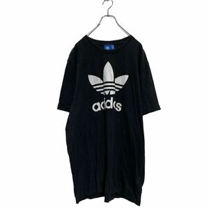 a605-6245 adidas 半袖 ロゴTシャツ 2XL ブラック アディダス ビッグサイズ クルーネック ビッグロゴ 古着卸 アメリカ仕入