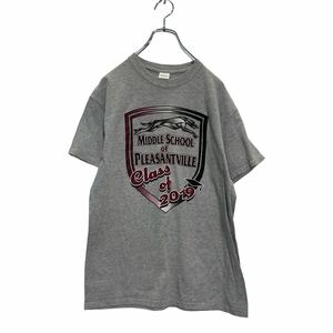 a605-6249 GILDAN 半袖 プリントTシャツ M グレー ギルダン スクールプリント クルーネック 古着卸 アメリカ仕入