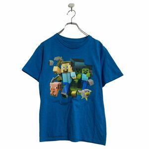 a605-6264 MOJANG 半袖 プリント Tシャツ キッズ XL ブルー マインクラフト 古着卸 アメリカ仕入