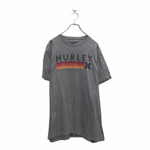 a605-6296 Hurley 半袖 プリント Tシャツ ハーレー L グレー クルーネック 古着卸 アメリカ仕入