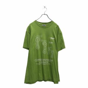 a605-6300 Slazenger 半袖 プリント Tシャツ L ライトグリーン バックプリント 文字 クルーネック 古着卸 アメリカ仕入