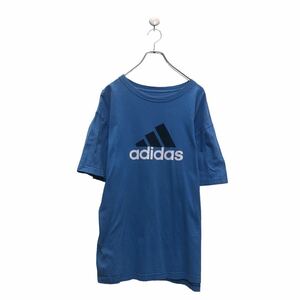 a605-6395 adidas 半袖 プリント Tシャツ アディダス L ライトブルー ロゴ クルーネック 古着卸 アメリカ仕入