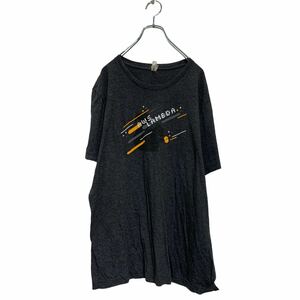 a605-6477 半袖 プリントTシャツ XL〜 ダークグレー ビッグサイズ クルーネック 古着卸 アメリカ仕入