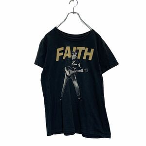 a605-6479 GEORGE MICHAEL 半袖 プリントTシャツ L ブラック フォトプリント クルーネック 古着卸 アメリカ仕入