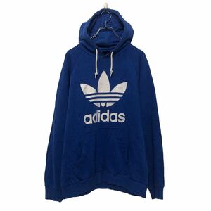 a604-6517 adidas プリント スウェット パーカー M アディダス ブルー ラグラン 古着卸 アメリカ仕入