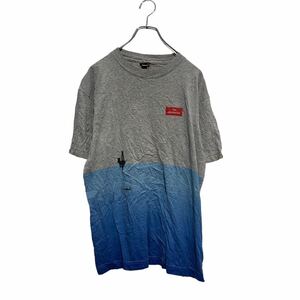 a605-6614 AK 半袖 プリントTシャツ M グレー ライトブルー クルーネック 海 古着卸 アメリカ仕入