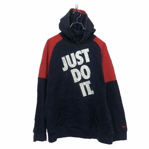 a605-6654 NIKE プリント スウェット パーカー ナイキ XL キッズ レッド ネイビー プルオーバー 古着卸 アメリカ仕入