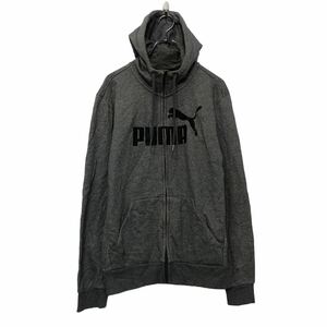 a605-6659 PUMA プリント スウェット パーカー プーマ M グレー フルジップ プルオーバー 古着卸 アメリカ仕入