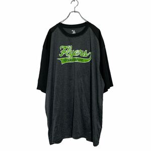 a605-6851 Badger 半袖 プリントTシャツ 3XL グレー ブラック 切替 ビッグサイズ ナンバリング 99 古着卸 アメリカ仕入