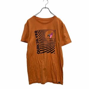 a605-6929 QUIKSILVER 半袖 プリントTシャツ XL オレンジ クイックシルバー メキシコ製 クルーネック サーフィン 古着卸 アメリカ仕入