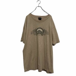 a605-6965 PRAIRIE MOUNTAIN 半袖 プリントTシャツ XL ベージュ USA製 ビッグサイズ クルーネック 古着卸 アメリカ仕入