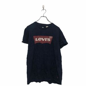 a605-6984 Levi's 半袖 プリント Tシャツ リーバイス M ネイビー ロゴ クルーネック 古着卸 アメリカ仕入