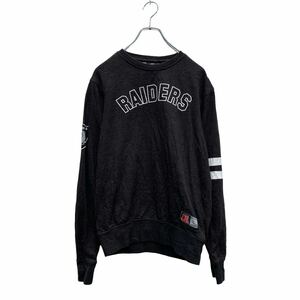 a605-7041 NFL APPAREL プリントスウェット トレーナー S チャコールグレー エヌエフエル 裏パイル RAIDERS 古着卸 アメリカ仕入