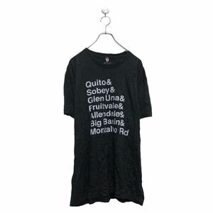 a605-7339 半袖 プリント Tシャツ XL ブラック ビッグサイズ 文字 クルーネック 古着卸 アメリカ仕入