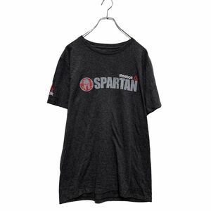 a605-7897 Reebok 半袖 プリントTシャツ M ダークグレー リーボック 袖ロゴ SPARTAN RACE 2017 クルーネック 古着卸 アメリカ仕入