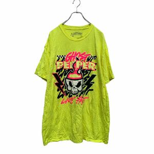 a605-8300 GHOSTPEPPER 半袖 プリントTシャツ XL ネオンイエロー ビッグサイズ クルーネック 古着卸 アメリカ仕入