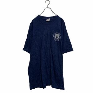 a605-8503 Hanes 半袖 プリントTシャツ XL ネイビー ヘインズ ビッグサイズ クルーネック バックプリント 古着卸 アメリカ仕入