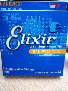 ELIXIR 12002 ス－パーライト　NANOWEB　.009-.042