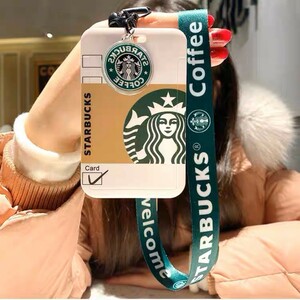  new goods start baID card holder ID card-case company member proof case with strap neck strap men's lady's Starbucks 